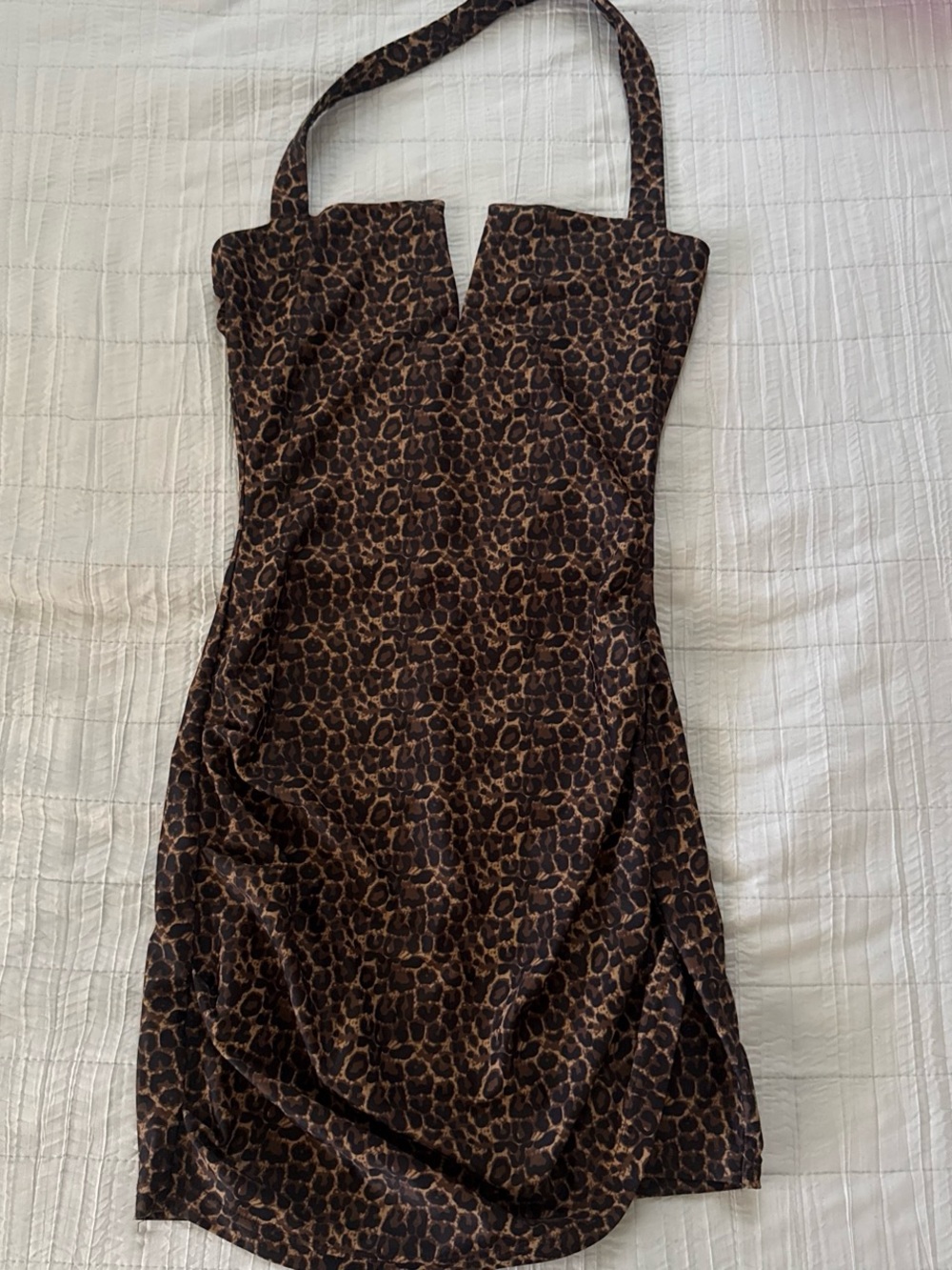 superdown Brown Leopard-Print Halter Mini Dress
